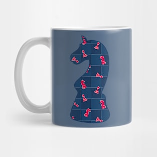 Сhess piece - knight - pink and blue colors pattern Mug